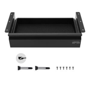 16" Wide Under Desk Drawer Slide Out, Under Desk Mounted Pull-out Drawer Attachment, Hidden Desktop Storage Organizer, Under Table Pencil Drawer for office Home Sit Stand Workstation, 17x9x4 in