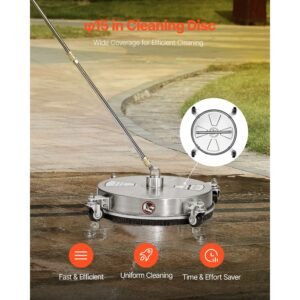 165 pressure washer surface cleaner stainless steel pressure washer attachments with 4 wheels 4000 max psi 14 quick connector 2 spray nozzles 2 extended wands for concrete patio deck 1.jpg