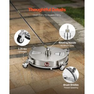 165 pressure washer surface cleaner stainless steel pressure washer attachments with 4 wheels 4000 max psi 14 quick connector 2 spray nozzles 2 extended wands for concrete patio deck 4.jpg