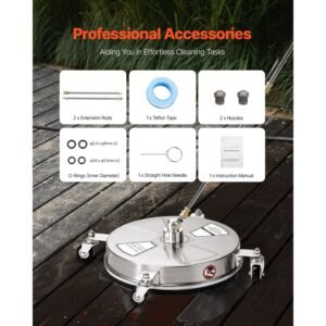 165 pressure washer surface cleaner stainless steel pressure washer attachments with 4 wheels 4000 max psi 14 quick connector 2 spray nozzles 2 extended wands for concrete patio deck 5.jpg