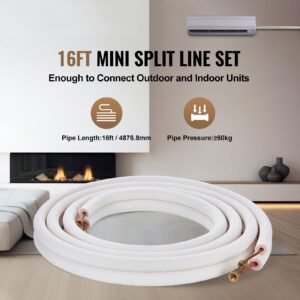 16ft mini split line set 14 38 od copper pipes tubing and triple layer insulation for air conditioning or heating pump equipment hvac with rich accessories 18ft connection cable 1.jpg