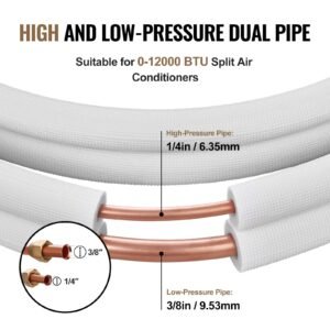 16ft mini split line set 14 38 od copper pipes tubing and triple layer insulation for air conditioning or heating pump equipment hvac with rich accessories 18ft connection cable 2.jpg