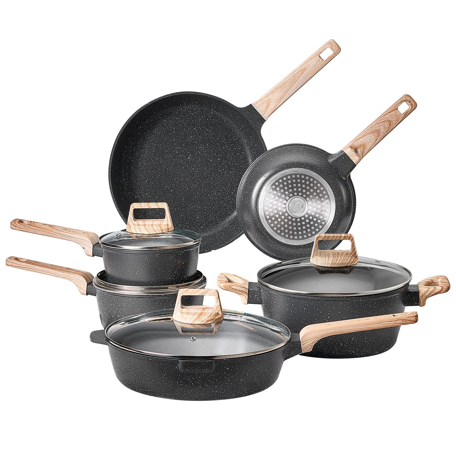 17 piece pots and pans set nonstick granite cookware set induction cookwares kitchen rv cooking sets with frying sauce saute tempered glass lids and pan protectors black.jpg