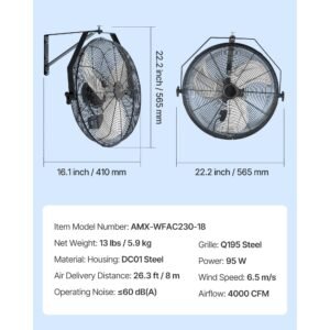 18 inch industrial wall mount fan high velocity 4000 cfm indoor fan with 3 speeds powerful motor garage wall fan with aluminum blades for workshop warehouse greenhouse commercial 3.jpg