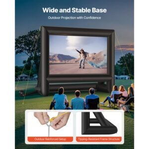 18ft inflatable movie screen, inflatable projector screen with portable storage bag, 16:9 easy set up movie projection for outdoor backyard, home theater, theme party