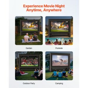 18ft inflatable movie screen, inflatable projector screen with portable storage bag, 16:9 easy set up movie projection for outdoor backyard, home theater, theme party