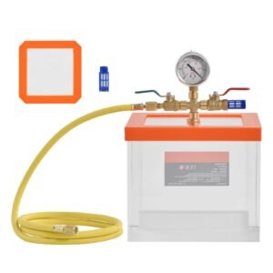 2 Gallon Vacuum Chamber, Upgraded Multipurpose Acrylic Vacuum Degassing Chamber, Transparent Vacuum Chamber, for Resin Degassing, Silica Gel Degassing, Gypsum Degassing and Vacuum Extraction