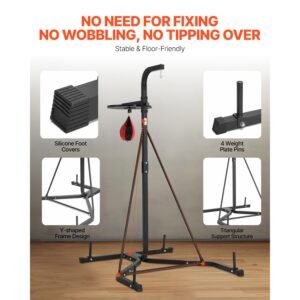 2 in 1 punching bag stand steel heavy duty workout equipment adjustable height boxing punching bag and speed bag stand freestanding sandbag rack holds up to 140 lbs for home gym fitness 4.jpg