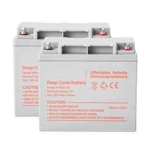 2 Pack 12V 35Ah Deep Cycle Battery, Sealed AGM Technology, Rechargeable Lead Acid AGM Battery, Backup Replacement for Scooters, Mobility Wheelchair, Solar System Off-Grid Home Energy Storage