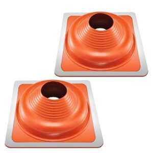 2 PCs Roof Pipe Flashing Boots, Fit Pipe OD 6-1/4" - 11-3/4", Flexible Silicone Roofing Jack Pipe Flashing, High Temp -101 to 437 F, Square Metal Base, for Wood Stove & Outdoor Vent Pipe