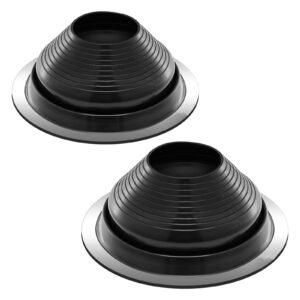 2 Pcs Roof Pipe Flashing Boots, Fit Pipe OD 6" to 11", Flexible EDPM Roofing Jack Pipe Flashing, High Temp -67 to 212 F, Endurable Round Metal Base, for Chimney, Wood Stove & Outdoor Vent Pipes