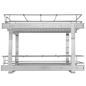 2 Tier 17"Wx21"Dx15"H Pull Out Cabinet Organizer, Heavy Duty Slide Out Pantry Shelves, Steel Roll Out Drawers, Sliding Drawer Storage for Home, 18.5"Wx22"Dx18"H Install Size for Cabinet