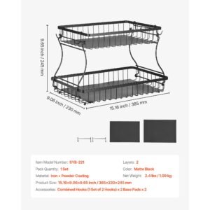 2 tier fruit basket countertop fruits vegetable bowl with banana hangers metal wire storage stand for kitchen counter detachable stackable holder organizer for bread snack veggies black 2.jpg