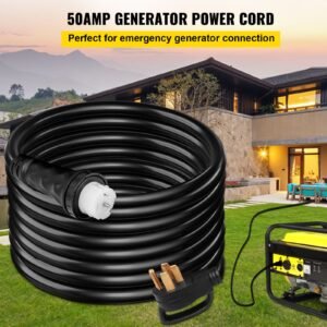 20 FT 50 Amp Generator Cord, STW 6/3 + 8/1 AWG Heavy Duty Extension Cord NEMA 14-50P & SS2-50R & CS6364 Twist Lock, for RV Camper and Generator to House