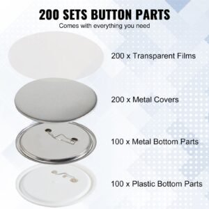 200 sets 3 inch 75mm pin back button parts diy round button badge parts set includes metal top plasticmetal button clear film and blank paper for gifts presents machine not included 2.jpg