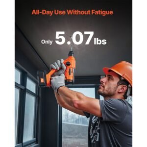 20v cordless hammer drill, lithium ion 0.6 inch rotary hammer driver, sds plus electric lightweight power tool kit with battery and charger, 2 functions, 1000 rpm, 5100 bpm