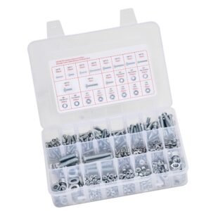 2250 Pcs Bolts and Nuts Assortment Kit, Metric + Imperial Machine Screws and Flat Washers, Alloy Steel M3/M4/M5/M6/M8 Multiple Size, for Equipment/Vehicle Assembly,Galvanized White