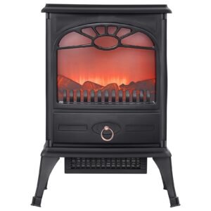 22.8inch Freestanding Fireplaces, 1500W 5120BTU Portable Electric Fireplace Stove Heater, with Overheating Protection,Realistic Flames,for Living Room,Bedroom,Study,Dining Room Warmth,Black