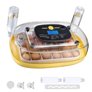 24 Egg Incubator, Automatic Egg Turner with LED Candler, Temperature & Humidity Control, 360° View Clear Window, Auto Water Refill, Poultry Eggs Incubators for Hatching Chicks Ducks Goose Quail