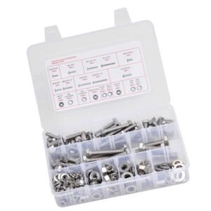 246 Pcs Bolts and Nuts Assortment Kit, Imperial Screws and Flat Washers, Stainless Steel 1/4-20,5/16-18,3/8-16, Spring Lock Washers for Furniture / Equipment /Vehicle Assembly with Case