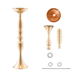24PCS 50cm/19.7' Tall Wedding Flower Vase, Metal Wedding Centerpiece, Gold Floral Arrangement Stand Display Rack for Tables Wedding Dinner Party, Anniversary Ceremony Birthday Event Decor