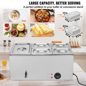 24qt commercial food warmer 5 pan electric steam table 1200w professional countertop stainless steel buffet bain marie with 86 185 f temp control for catering buffet parties restaurants 1.jpg