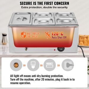 24qt commercial food warmer 5 pan electric steam table 1200w professional countertop stainless steel buffet bain marie with 86 185 f temp control for catering buffet parties restaurants 3.jpg
