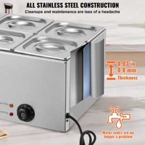 24qt commercial food warmer 5 pan electric steam table 1200w professional countertop stainless steel buffet bain marie with 86 185 f temp control for catering buffet parties restaurants 4.jpg