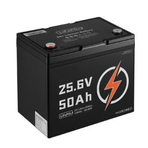 24v 50ah lifepo4 lithium battery, bluetooth, deep cycle lithium rechargeable battery, built in 30a bms, low temp protection, 4000+ cycles, max. 1280wh, for rv, camper, trolling motors, marine