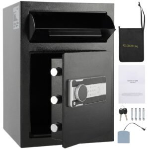 2.5 Cub Depository Safe, Deposit Safe with Drop Slot, Electronic Code Lock and 2 Emergency Keys, 20.27'' x 13.97'' x 13.97'' Business Drop Slot Safe for Cash, Mail in Home, Hotel, Office