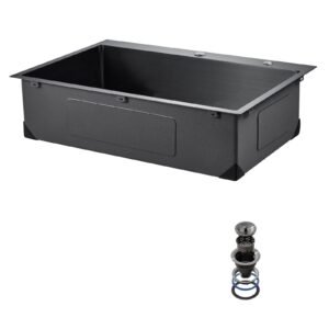 25 inch kitchen sink workstation 304 stainless steel top mount sinks drop in single bowl farmhouse basin with accessories household dishwasher sinks for rv prep kitchen and bar black.jpg