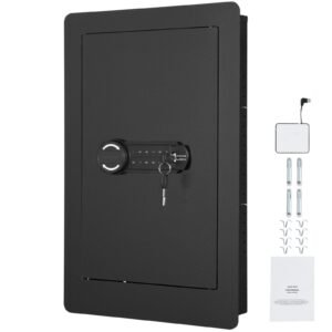 25.59" Tall Wall Safe, 3-Tier Hidden Wall Safe with Keypad, 3 Removable Shelves & 6 Key Holders, Q235 Cold-Rolled Steel In Wall Safe with LED Light & Vibration Alarm for Money, Jewelry, Passport