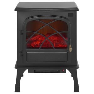 25.5inch Freestanding Fireplaces, 1500W 5120BTU Portable Electric Fireplace Stove Heater, with Overheating Protection,Adjustable Flames,Timer, Remote,for Living Room,Bedroom,Black