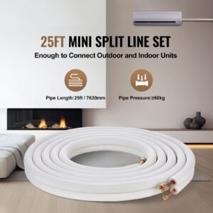 25ft mini split line set 14 12 od copper pipes tubing and triple layer insulation for air conditioning or heating pump equipment hvac with rich accessories 27ft connection cable 1.jpg