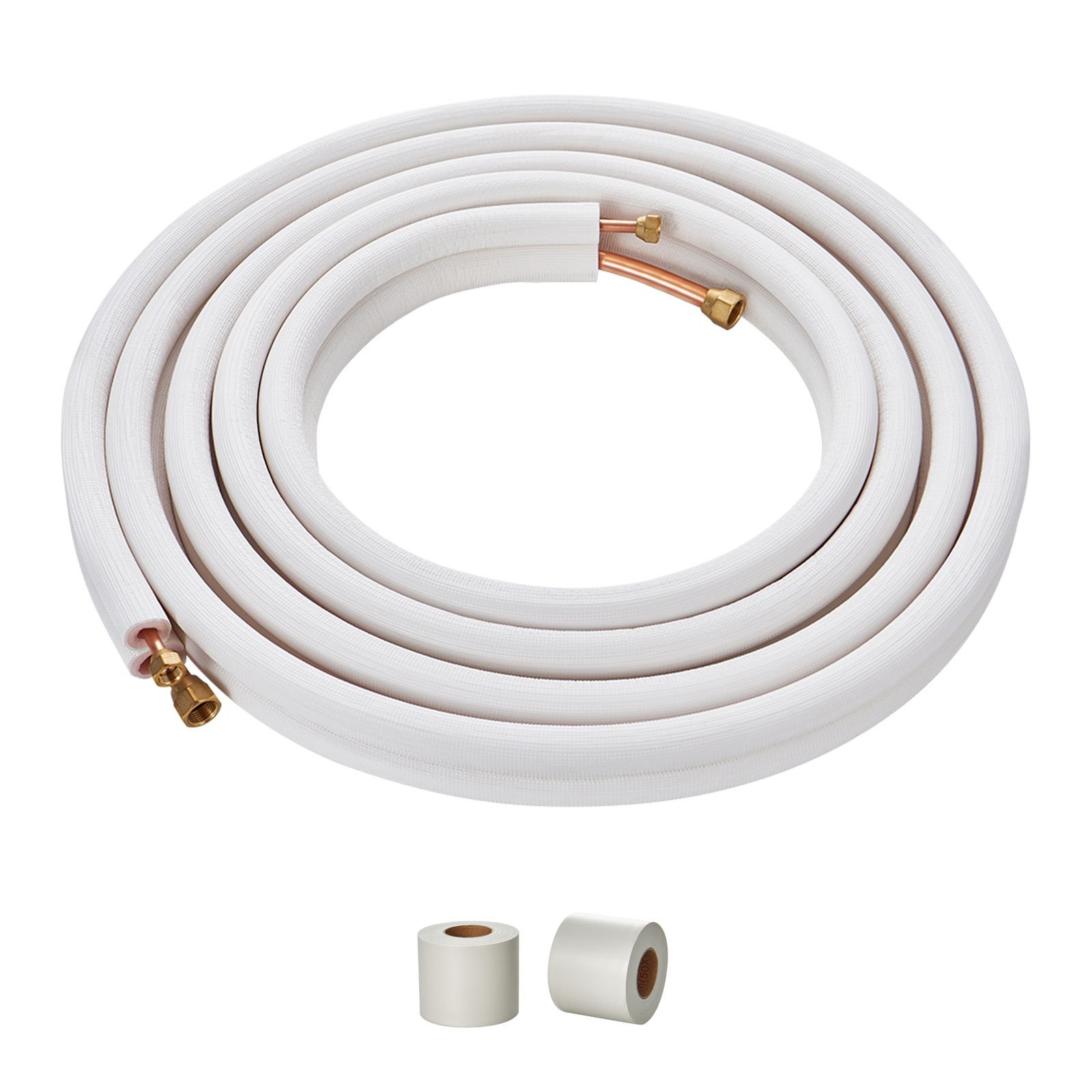 25ft mini split line set 38 58 od copper pipes tubing and triple layer insulation for mini split air conditioning refrigerant or heating pump equipment hvac with wrapping strips.jpg