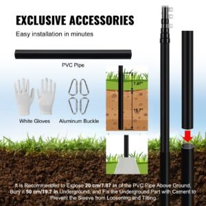 25ft telescoping flag pole kit heavy duty aluminum alloy in ground flag poles for outside 3 display modes flagpole with 3x5 american flag professional accessories black 4.jpg