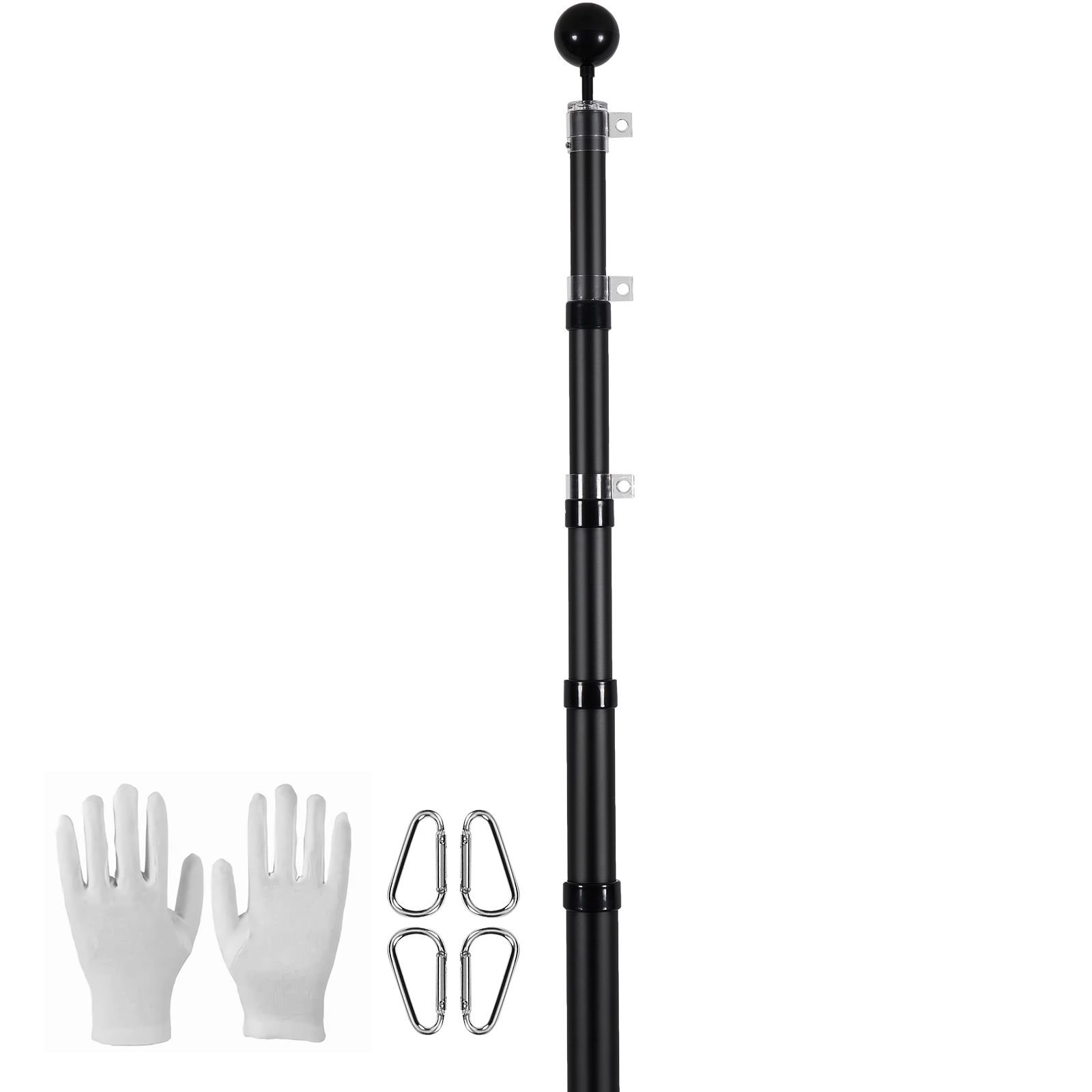 25ft telescoping flag pole kit heavy duty aluminum alloy in ground flag poles for outside 3 display modes flagpole with 3x5 american flag professional accessories black.jpg