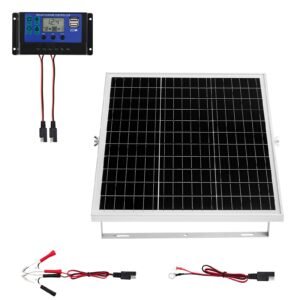 25W 12V Solar Panel Battery Charger, Solar Battery Trickle Charger Maintainer with Intelligent MPPT Controller & Adjustable Mount Bracket, IP67 Waterproof for Car Boat RV Motorcycle Trailer