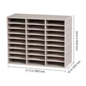 27 compartments wood literature organizer adjustable shelves medium density fiberboard mail center office home school storage for files documents papers magazines grey 5.jpg