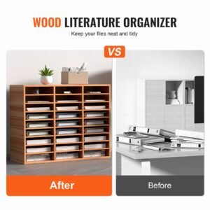 27 compartments wood literature organizer adjustable shelves medium density fiberboard mail center office home school storage for files documents papers magazines white 1.jpg