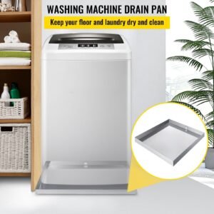 27 x 25 x 25 inch washing machine pan 304 stainless steel washing machine drain pan 18 ga thickness heavy duty compact washer drip tray with drain hole hose adapter 1.jpg