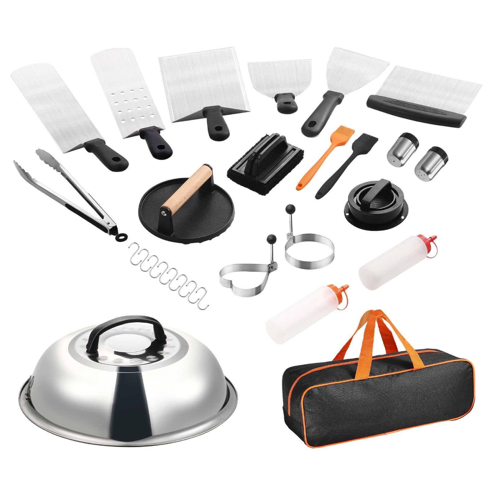 28pcs griddle accessories kit flat top grill accessory enlarged spatula gift set stainless steel grilling tools with basting cover tong burger press carry bag for outdoor bbq teppanyaki.jpg