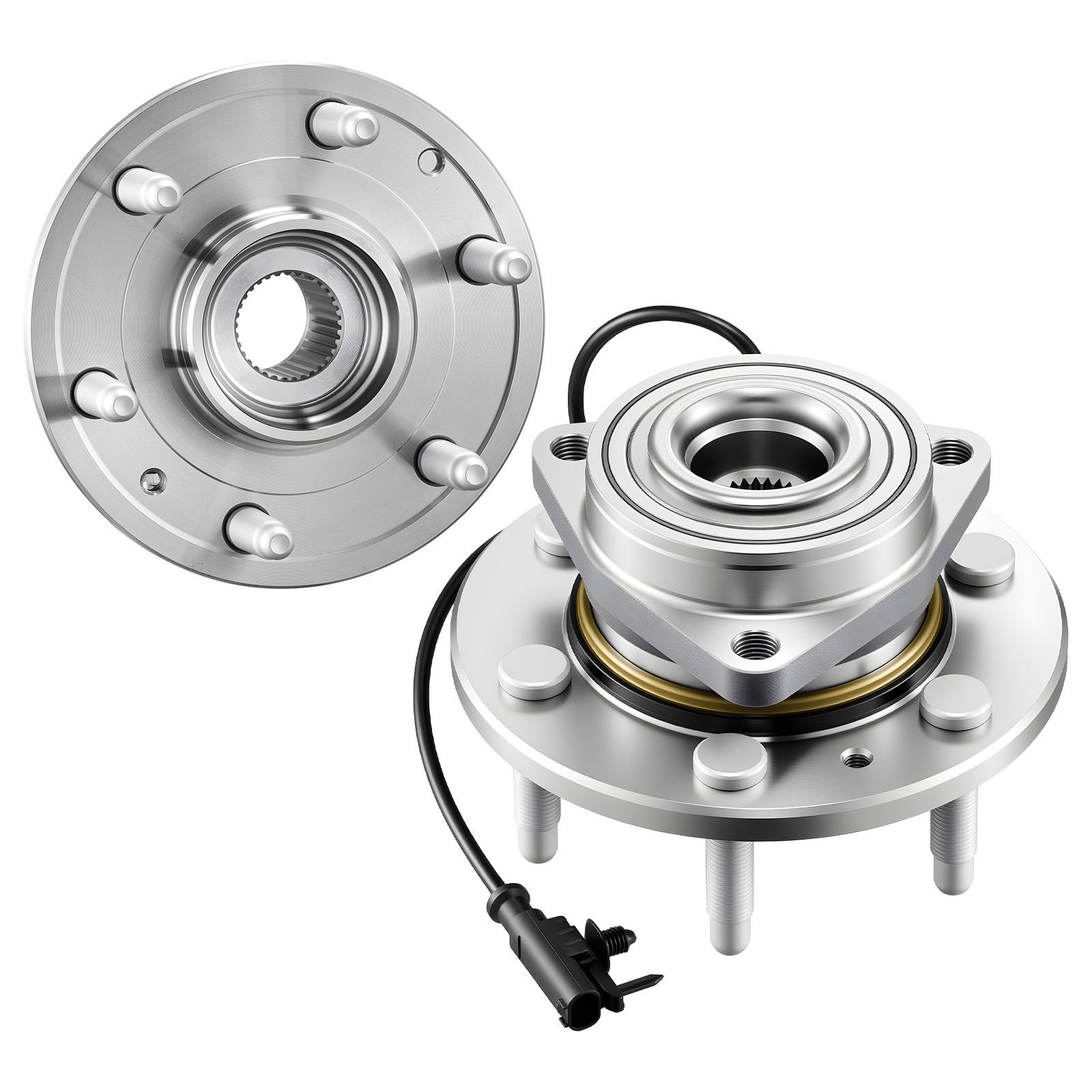2pcs front wheel bearing & hub assembly fit for chevy silverado 1500 4wd 2013 express 1500 gmc savana 1500 base standard cargo van oem 515036, wheel bearing hub assembly set with abs sensor