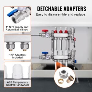 3 branch radiant heat manifold 12 pex tubing manifold stainless steel pex manifold for hydronic radiant floor heating radiant heat pex manifold kit with 12 adapters included 2.jpg