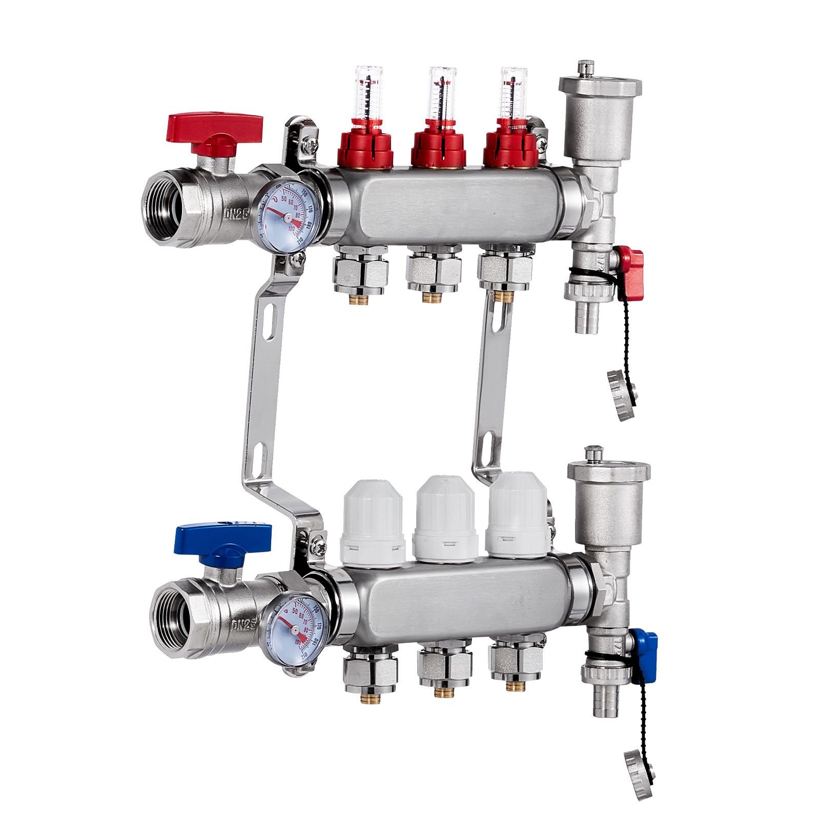 3 branch radiant heat manifold 12 pex tubing manifold stainless steel pex manifold for hydronic radiant floor heating radiant heat pex manifold kit with 12 adapters included.jpg