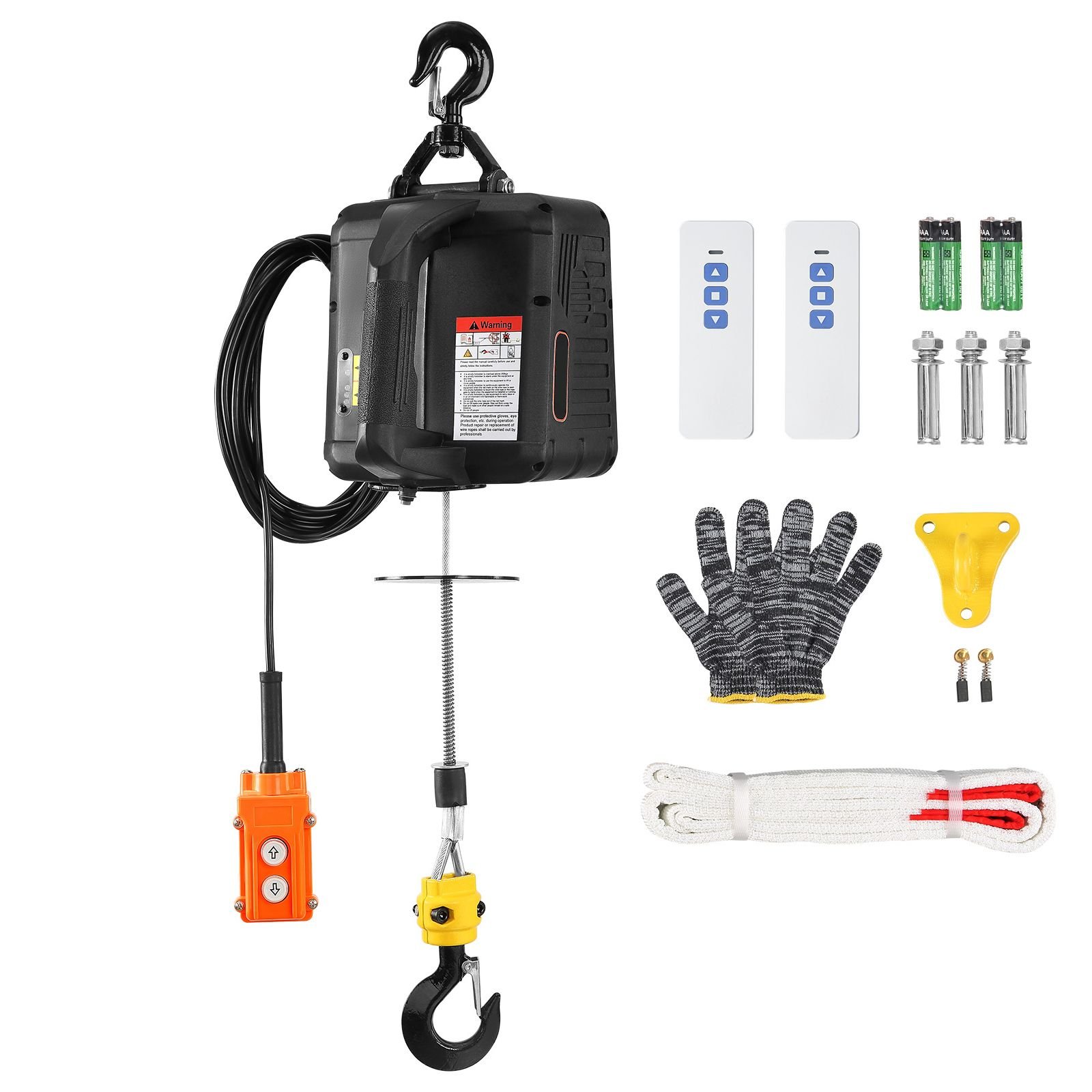 3 in 1 electric hoist winch, 1100lbs 1500w portable power winch crane, 110v/120v 22.9 ft lifting height, 13 ft/min with manual, wired and wireless remote control, overload protection