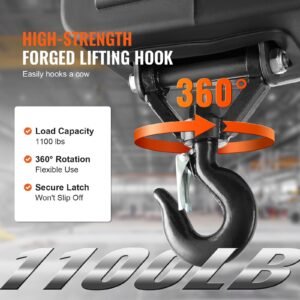 3 in 1 electric hoist winch, 1100lbs 1500w portable power winch crane, 110v/120v 22.9 ft lifting height, 13 ft/min with manual, wired and wireless remote control, overload protection