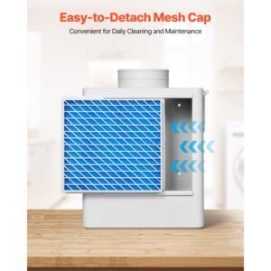 3 in 1 indoor dryer vent kit,premium abs material fits 4 inch exhaust port, smart overheating reminder exhaust hood & easy to detach mesh cap & multi layer purification with 4 replacement pads