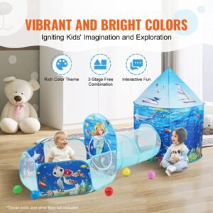 3 in 1 kids play tent with tunnel basketball hoop for boys girls babies and toddlers indooroutdoor pop up playhouse with carrying bag banding straps birthday gifts blue ocean 3.jpg