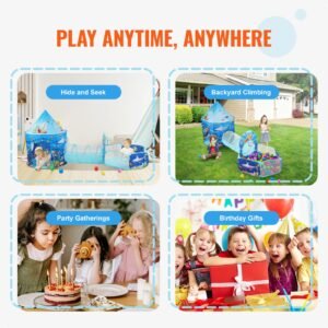 3 in 1 kids play tent with tunnel basketball hoop for boys girls babies and toddlers indooroutdoor pop up playhouse with carrying bag banding straps birthday gifts blue ocean 5.jpg